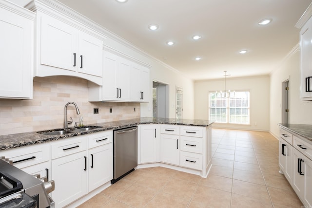 kitchen featuring sink, dishwasher, and white cabinetry