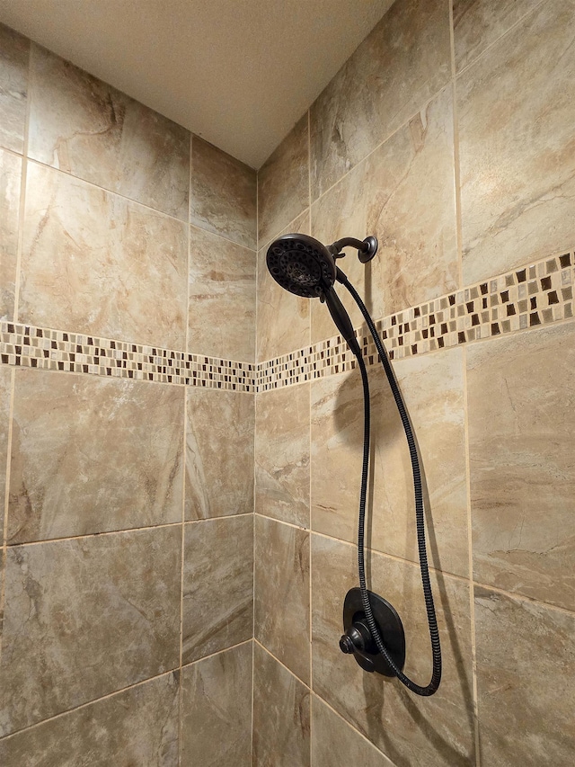 interior details with tiled shower