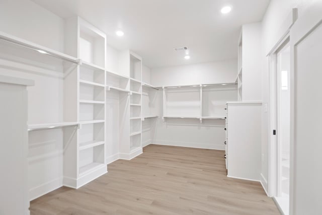 spacious closet with light wood-type flooring