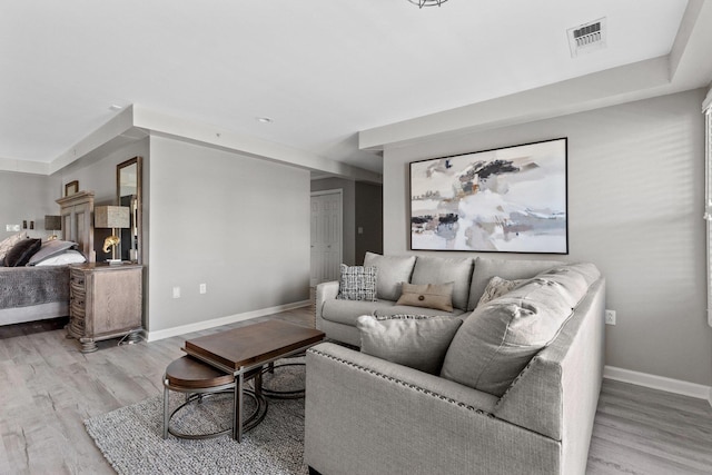 living room featuring light hardwood / wood-style floors