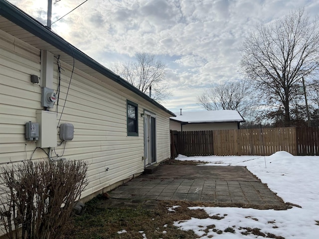 view of snow covered exterior