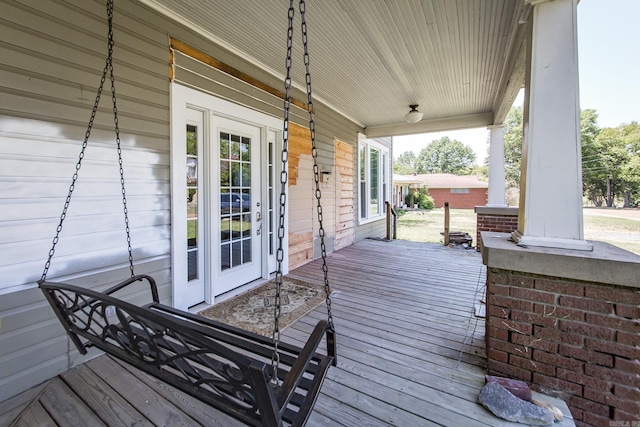 wooden deck with covered porch