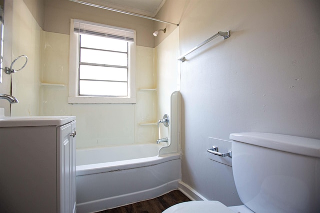 4821 Rogers St, North Little Rock, AR 72117 - full bathroom featuring vanity, hardwood / wood-style flooring, toilet, and washtub / shower combination