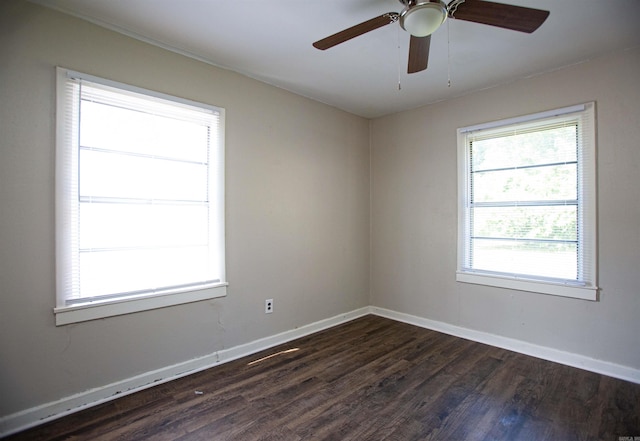 4821 Rogers St, North Little Rock, AR 72117 - spare room featuring dark hardwood / wood-style flooring and ceiling fan
