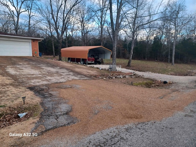 view of yard with a carport