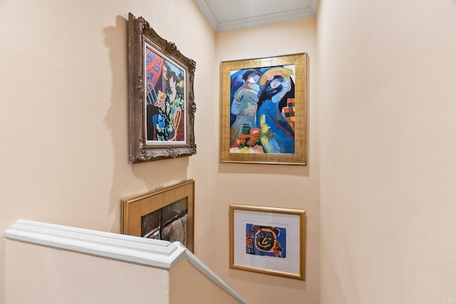 hallway with ornamental molding