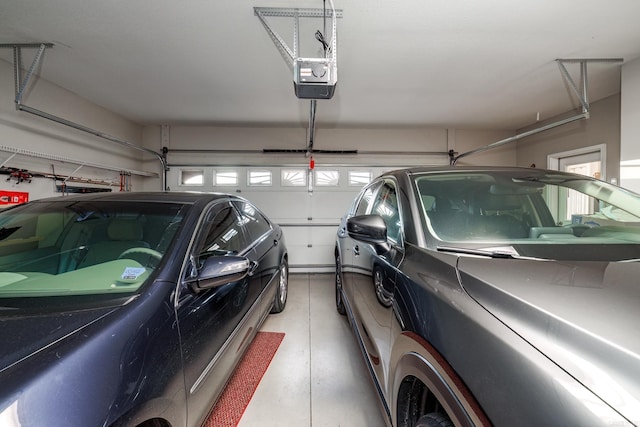 garage with a garage door opener