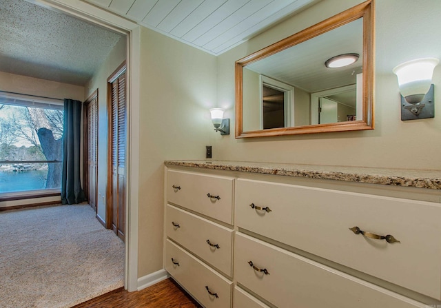 bathroom featuring hardwood / wood-style flooring and vanity