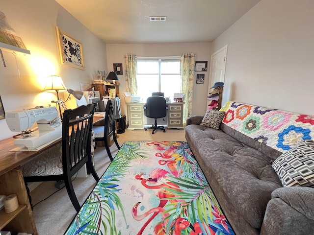 living room with light carpet