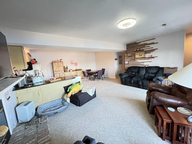 living room with carpet flooring