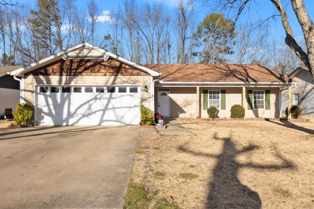 single story home with a garage