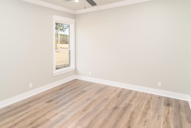 unfurnished room featuring ceiling fan and light hardwood / wood-style floors