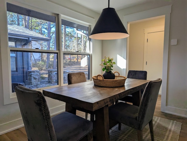 dining space featuring hardwood / wood-style floors