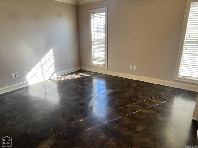 spare room with crown molding