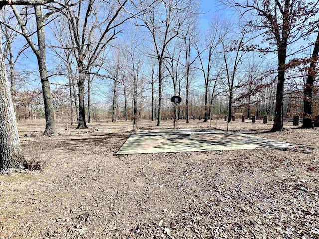 view of yard with basketball hoop