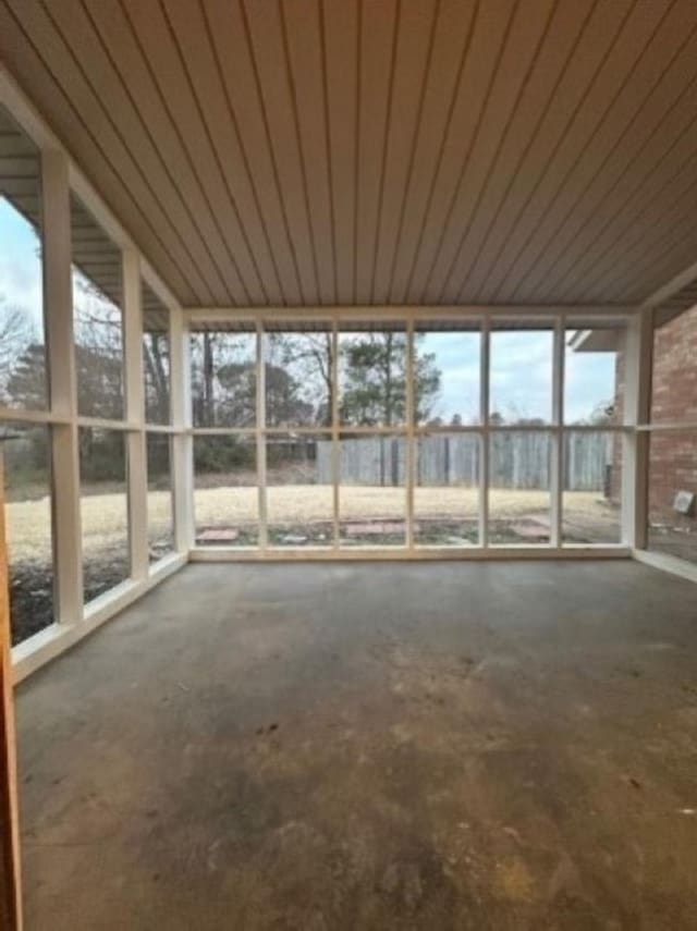 view of unfurnished sunroom