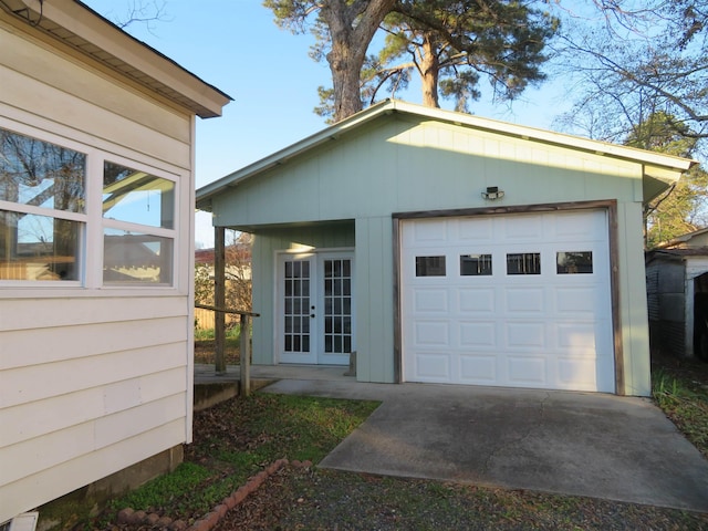 garage featuring french doors