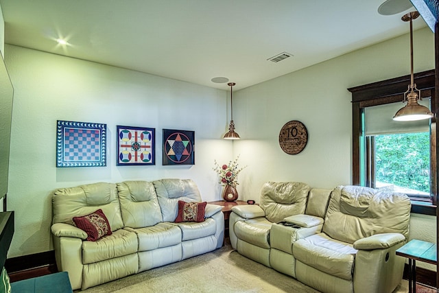 living room featuring carpet floors