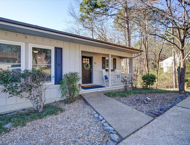 property entrance with a porch