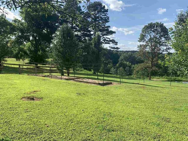 view of community with a yard and a rural view