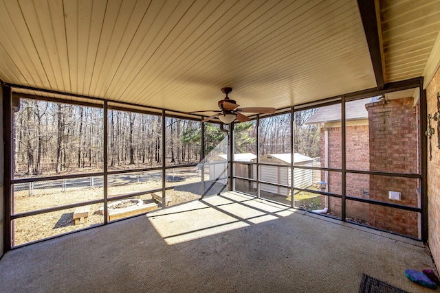 view of unfurnished sunroom