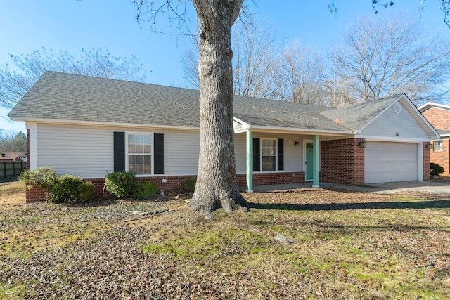 single story home with a garage