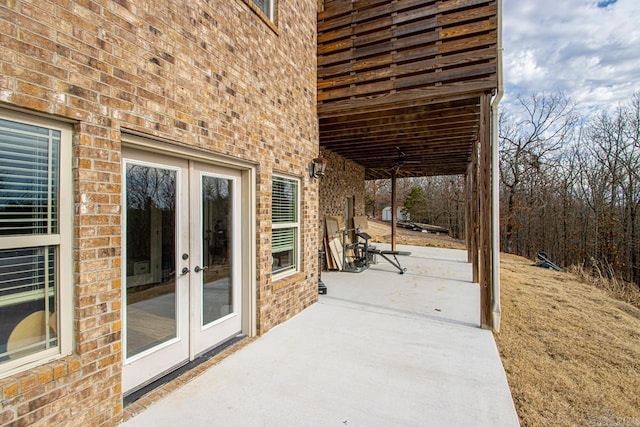 view of patio / terrace featuring french doors