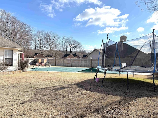 exterior space with a trampoline