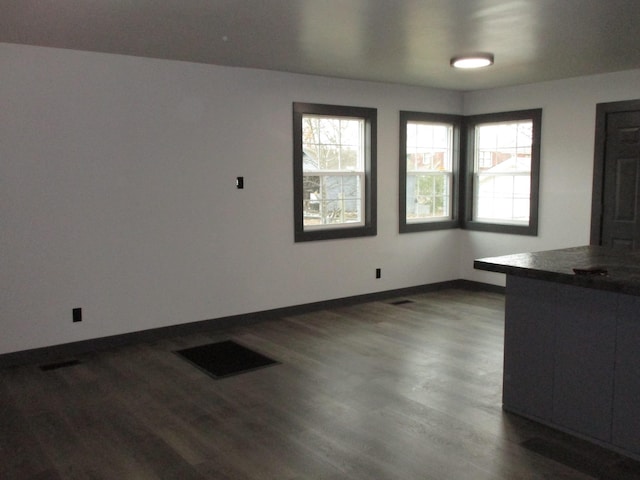 interior space with dark wood-type flooring