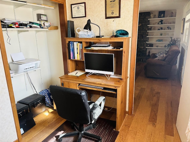 office space featuring light hardwood / wood-style floors