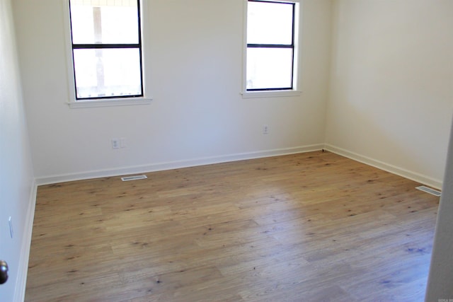 empty room featuring a wealth of natural light and light wood-type flooring