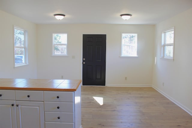 foyer entrance with light hardwood / wood-style floors