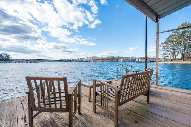 view of dock featuring a water view