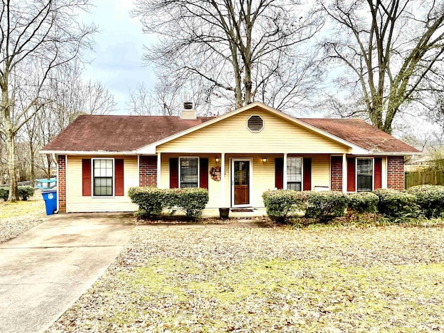 view of single story home