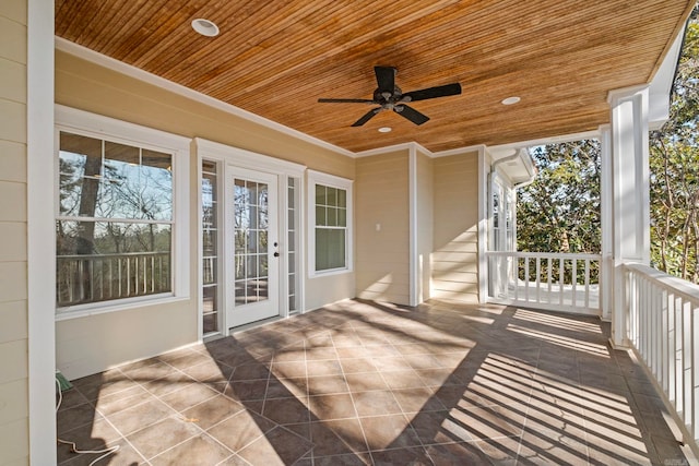 view of patio featuring ceiling fan