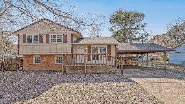 tri-level home with a carport