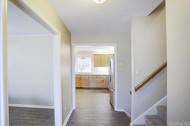 hall featuring dark hardwood / wood-style flooring