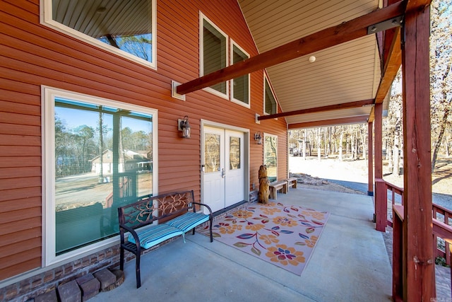 view of patio featuring french doors