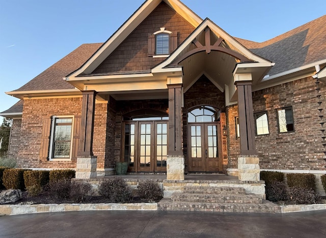 view of front of property featuring french doors