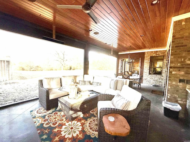 view of patio featuring outdoor lounge area and ceiling fan