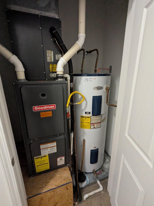 utilities featuring heating unit and electric water heater