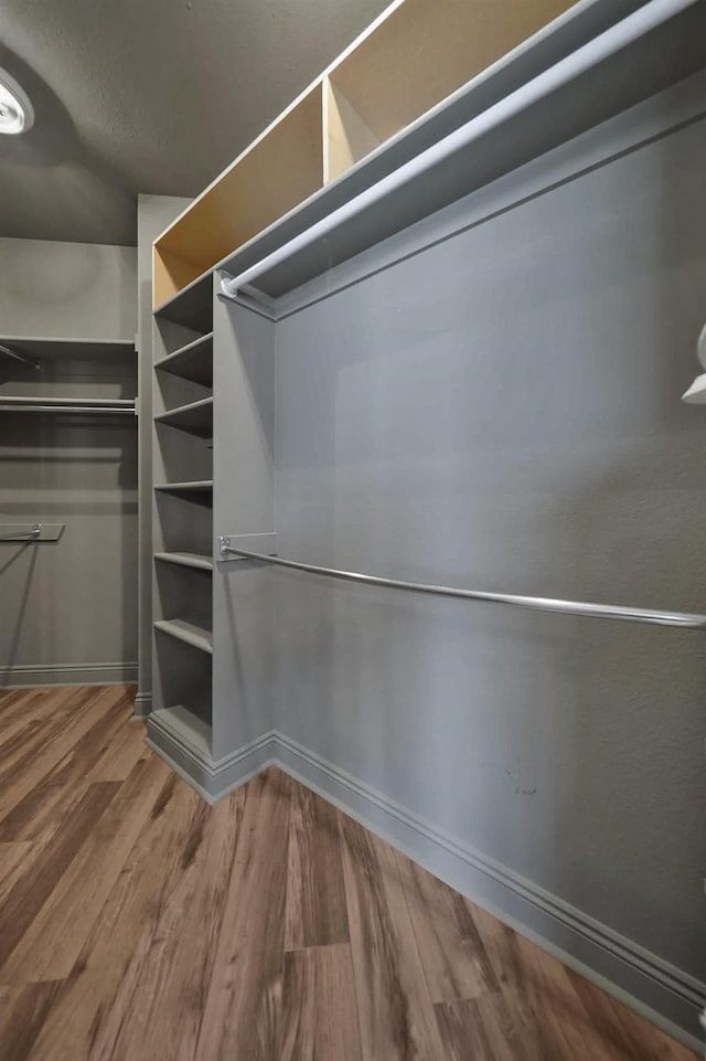 spacious closet with hardwood / wood-style floors