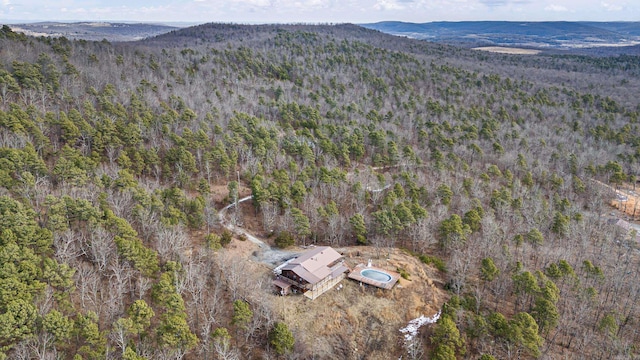 drone / aerial view featuring a mountain view