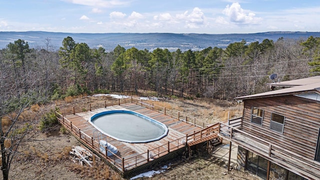 exterior space featuring a mountain view