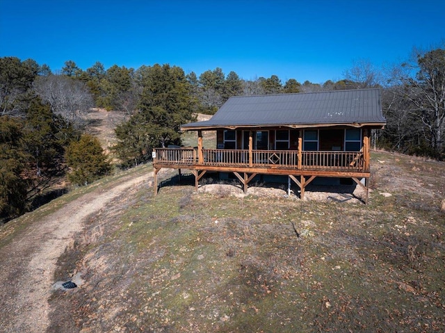 cabin with a deck