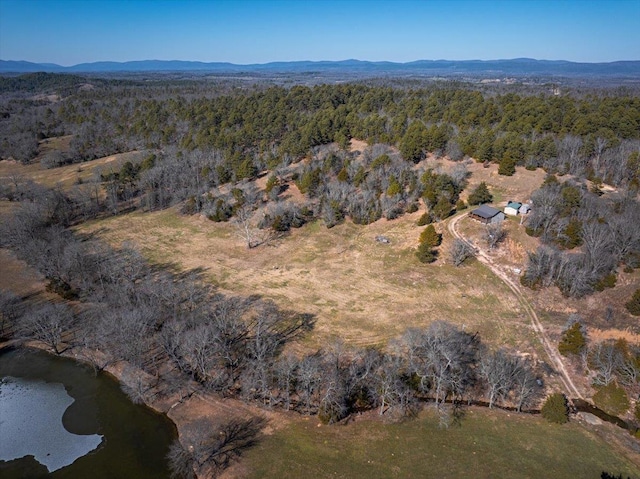 aerial view with a water and mountain view