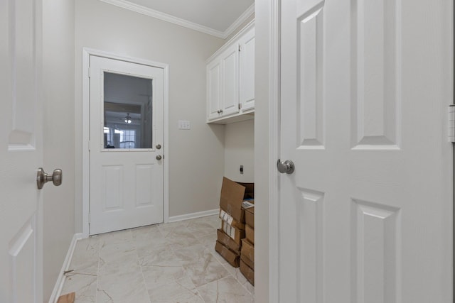 laundry area with crown molding and electric dryer hookup