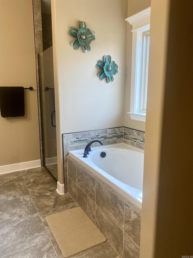 bathroom with plus walk in shower