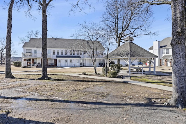 view of front of house with a gazebo