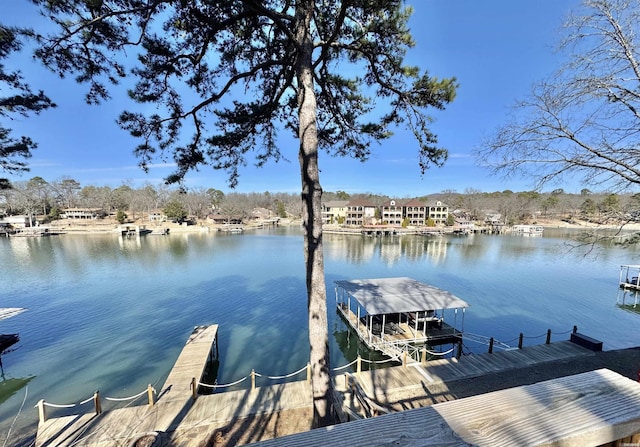 view of dock featuring a water view